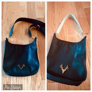 Taxidermy Black Leather Large Sayre Crossbody w/additional Python shoulder strap